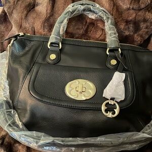 Black leather Emma Fox double handled hand/shoulder/crossbody bag